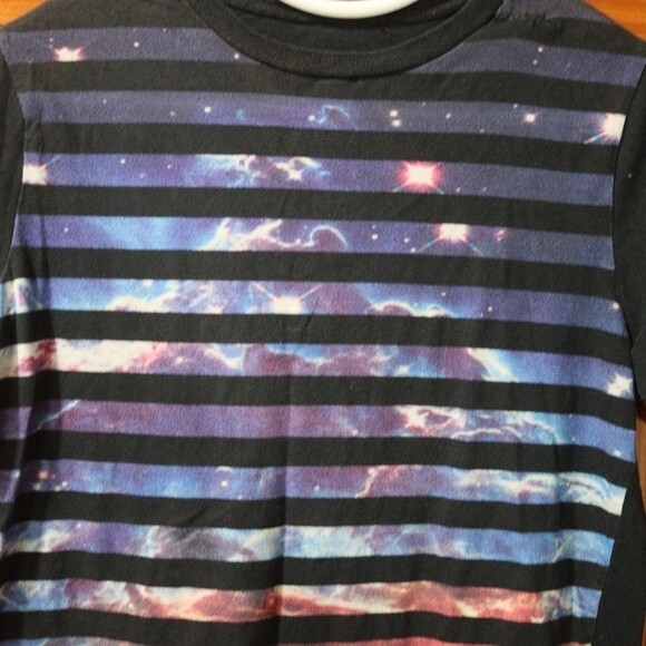 SK Apparel Vintage Galaxy Striped Space Print T-Shirt Medium Retro Tee - Picture 7 of 9